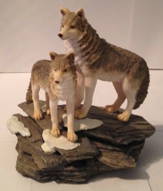 Wolf / Wolves Figurine - Gray Wolf Pack,  The Encounter - 1995 Westland - 6 " Tall