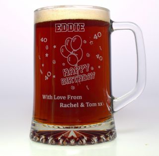 Engraved Pint Birthday Balloons Glass Tankard Gift For Mens/dad 50th/60th/65th