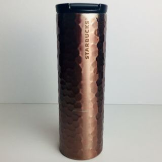 Starbucks 2012 Hammered Rose Gold Stainless Steel Travel Tumbler Mug 16oz Coffee