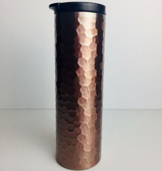 Starbucks 2012 Hammered Rose Gold Stainless Steel Travel Tumbler Mug 16oz Coffee 4