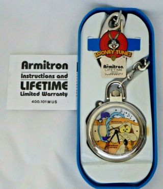 Armitron Looney Tunes Road Runner And Wiley Coyote Musical Pocket Watch