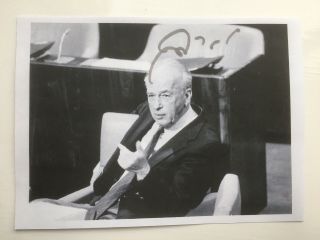 Yitzhak Rabin Hand Signed Autograph Paper Photo - Israel Prime Minister