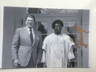 Samuel Doe Hand Signed Autograph Paper Photo - Liberian Leader