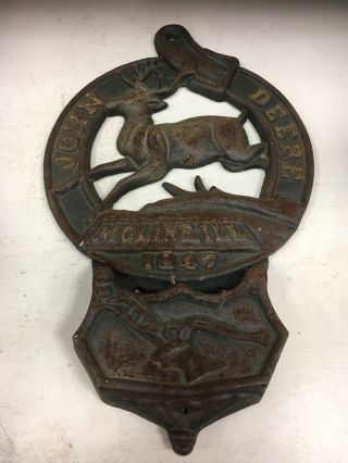 Vintage John Deere Cast Iron Sign Mail Holder [moline Il 1847 ]heavy Door Hanger