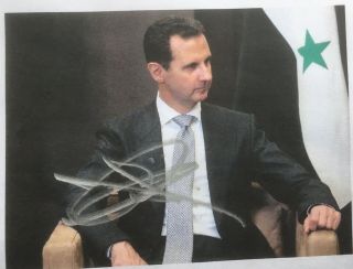 Bashar Al - Assad Hand Signed Autograph Paper Photo Syria President