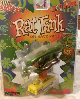 RAT FINK ED BIG DADDY ROTH YELLOW ' 55 CHEVY DIE - CAST WITH 