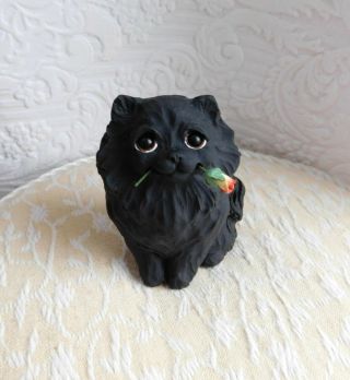 Black Pomeranian With Rose Sculpture Clay By Raquel At Thewrc Dog Lover Gift