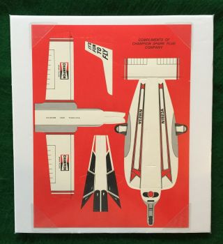 Vtg Champion Spark Plug Paper Airplane Premium Punch - Out Advertising