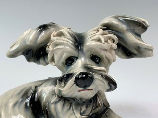 Adorable Italian Ceramic Black & White Dog Figurine