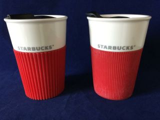 2011 Starbucks Red Rubber Sleeve Travel Coffee Mug / Tea Cup Ships