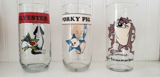 9 Vintage CARTOON GLASSES,  Disney & Warner Bros,  Pepsi /Arby ' s Collector ' s 8