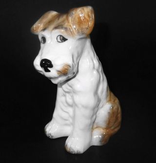 Airedale Welsh Wire Terrier Ceramic Dog Figure Figurine Brown White Vintage