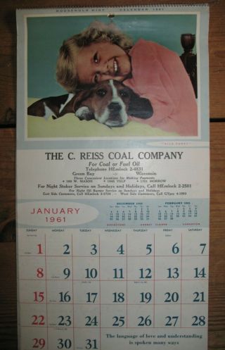 1961 C.  Reiss Coal Company Green Bay Wi Calendar Vintage Advertising