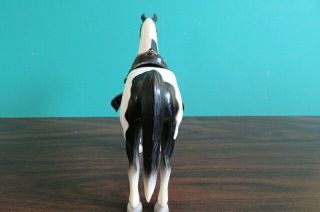 Vintage 1960 ' s Breyer Black and White Pinto Horse With Snap Western Saddle 4