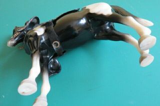 Vintage 1960 ' s Breyer Black and White Pinto Horse With Snap Western Saddle 6
