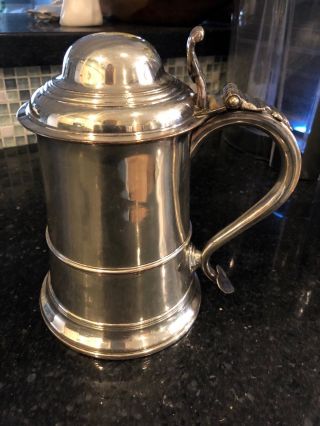 Extra Large Beer Mug/ Stien/ Tankard,  Silver Plated Antique,  1890,  Large Piece