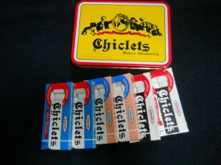 Vintage Adams Chiclets Advertising Tin With 6 Packs Of Gum