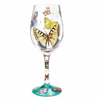 Lolita Unique Butterfly Wishes Wine Glass Hand Painted Friend Birthday Gift Box