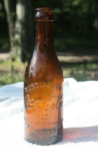 Vintage Amber Straight Side Ss Coca Cola Bottle - - - Huntington,  West Virginia - - -
