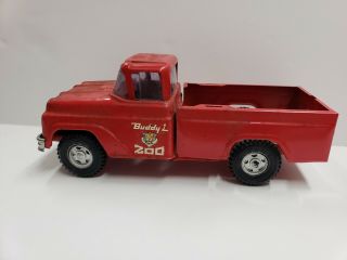 Vintage Buddy L Traveling Zoo 14 " Red Pickup Truck Pressed Steel 1960 