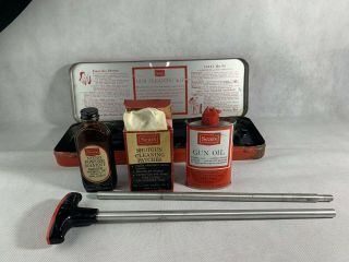 Vintage Sears Roebuck Co Tin Can Oiler Gun Oil Tools Cleaning Kit Glass Bottle