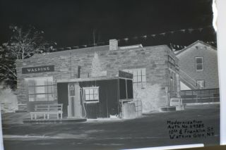 Vintage Atlantic Gas Station Negative 10th & Franklin,  Watkins Glen,  Ny Large