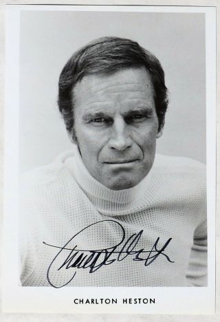 S969.  Planet Of The Apes Star Charlton Heston Autographed Black & White Photo