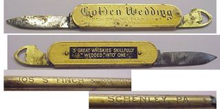 Vintage,  " Golden Wedding " Whiskey,  Advertisement,  Pocket Knife