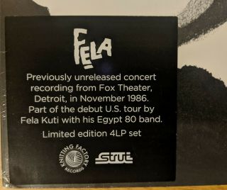 Limited Edition 4 X Vinyl Lp - Fela Kuti Live In Detroit 1986