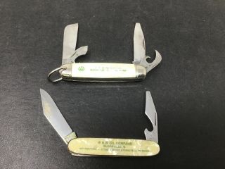 Vintage Cities Service Oil Co Pocket Knife (2) W&w Oil Co Bloomfield Oh/ Ontario