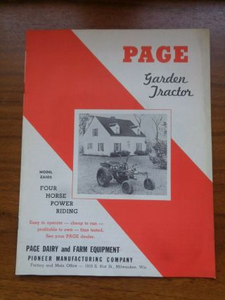 1949 Page Garden Tractor Sales Brochure
