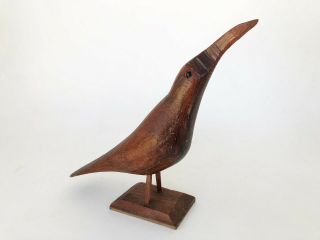 Vintage Hand Made Carved Wooden Bird Figurine Sculpture