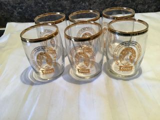 Set Of 6 Coors Gold Rimmed Tumblers Tasting Glasses