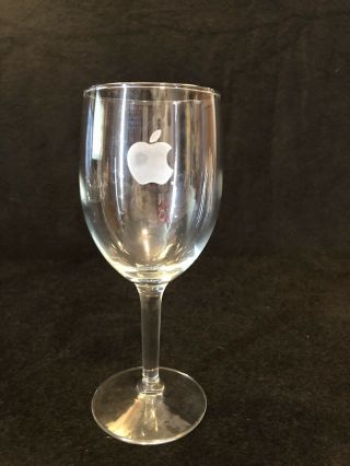 Vintage Apple Computer Etched Wine Glass Apple Logo Employee Gift