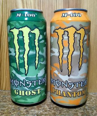 Rare Monster Energy M - 100 Ghost & Phantom - 1 Each Full 16 Oz Cans