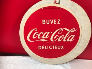 Vintage 1950s Buvez Coca Cola Coke Cardboard Button Sign Rare
