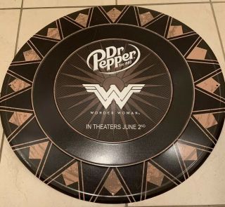 Wonder Woman 23 1/2 " Rare Movie Promo Shield Dr Pepper Tin Sign Ad Dc Comic