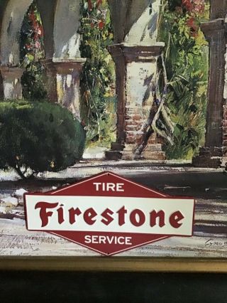 Firestone Tire Service Heavily Embossed Metal Signn Shop Sales Dealer Display