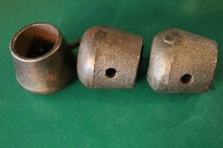 3 Vintage Cast Iron O.  M.  Franklin Serum Co.  Denver Bull Cow Horn Weights 6