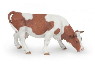 Papo 51147 Grazing Simmental Cow Model - Farm Animal 12cm Long Retired