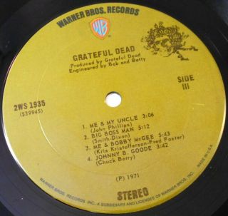 LP Grateful Dead Self - Titled - 1971 1st Press 2WS 1935 VG/VG, 7