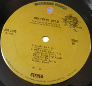 LP Grateful Dead Self - Titled - 1971 1st Press 2WS 1935 VG/VG, 8