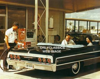 1964 Phillips Gas Station Pump Chevrolet Impala Convertible Car Auto 8x10 Photo