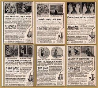 6 Arco Wand American Vacuum Cleaner Print Ads Housecleaning Drudgery Print Ads