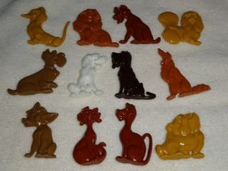 Complete Set 12 Kellogg’s Cereal 1950’s Lady And The Tramp Walt Disney Figurines