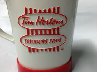 Vintage Tim Hortons Red and White Travel Mug with Lid & Base 3