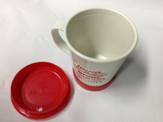 Vintage Tim Hortons Red and White Travel Mug with Lid & Base 5