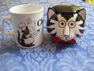 2 B.  Kliban Whimsical Chef Cat Coffee Mug,  Taste Setter Sigma Sugar Bowl