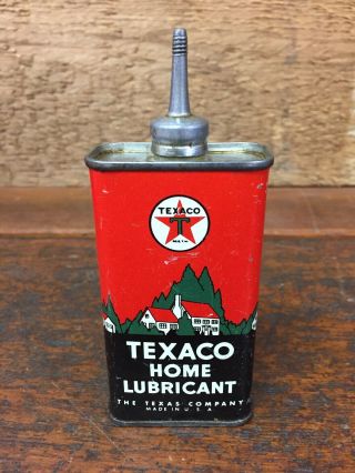 Vintate Texaco Home Lubricant 4 Oz Lead Top Handy Oiler Can - Empty Oil Can