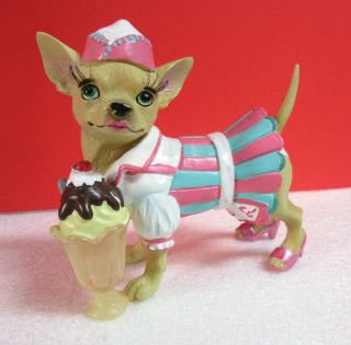 Chihuahua Ice Cream Parlor Waitress Sundae Dog Figurine